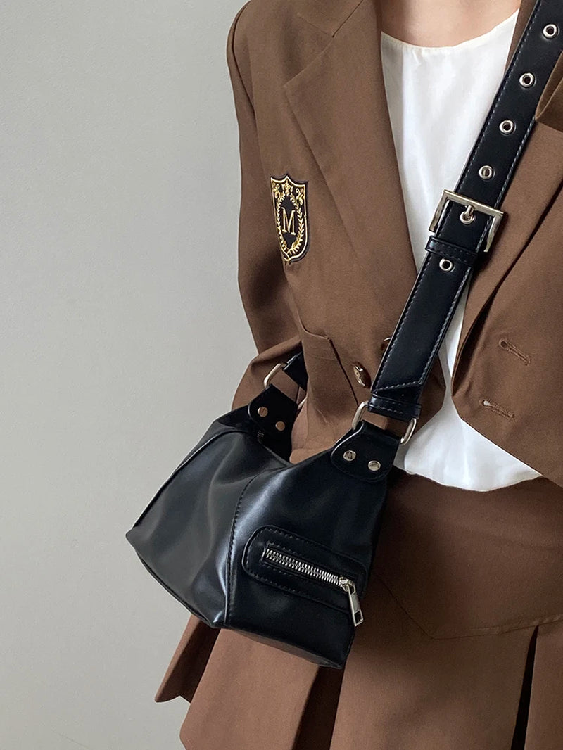 Vintage Y2K Women'S Underarm Bags Pu Leather Hot Girls Shoulder Bag Casual Portable Female Tote Purse Crossbody Bag Handbags