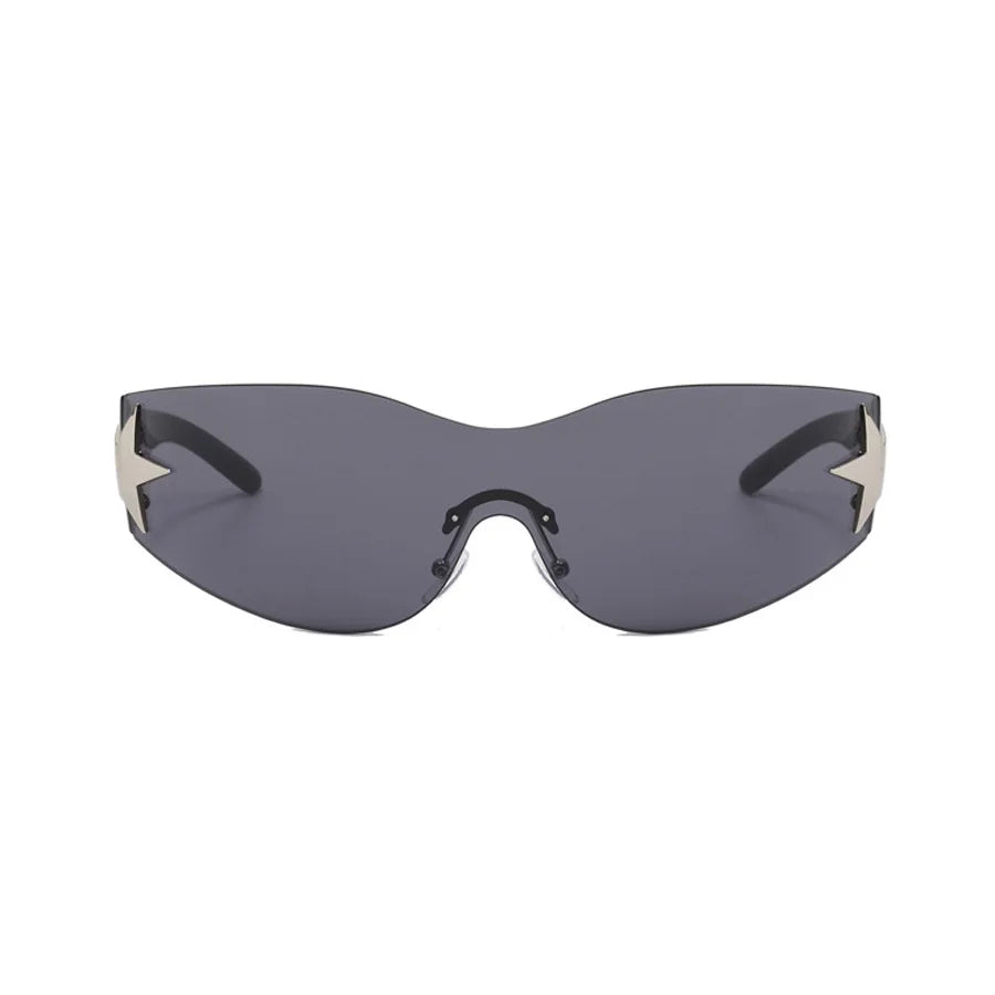 New Women'S Rimless Star Decoration Integrated Y2K Hot Girl Style Hip Hop Fashion Sunglasses Beach Party Glasses Men