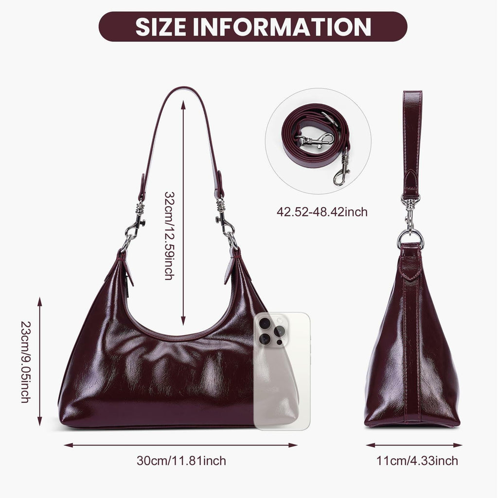 DaviLuxe Boudoir Crescent Shoulder Bag – Black Glossy Luxe Edition
